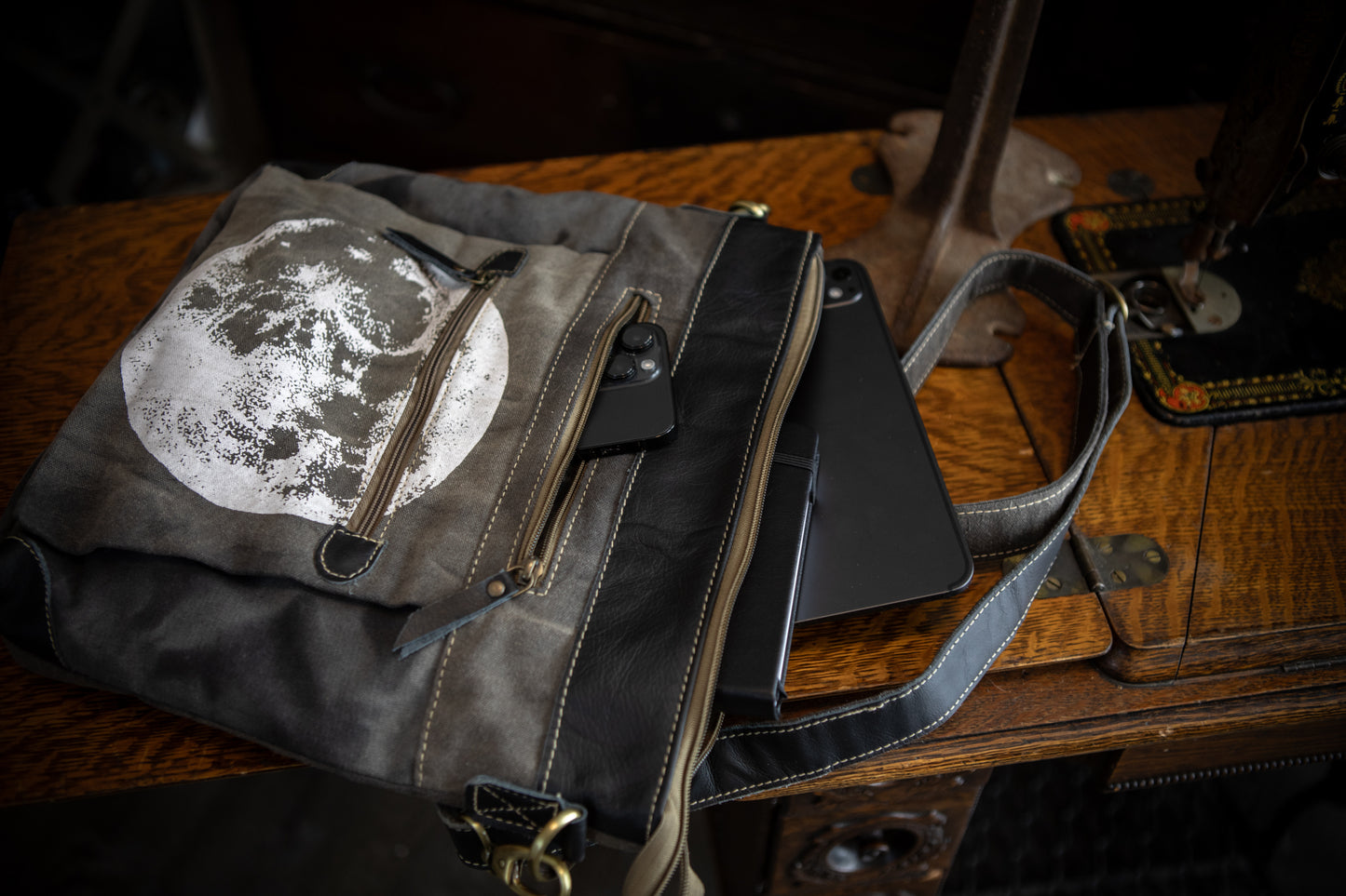 Full Moon Recycled Canvas Messenger