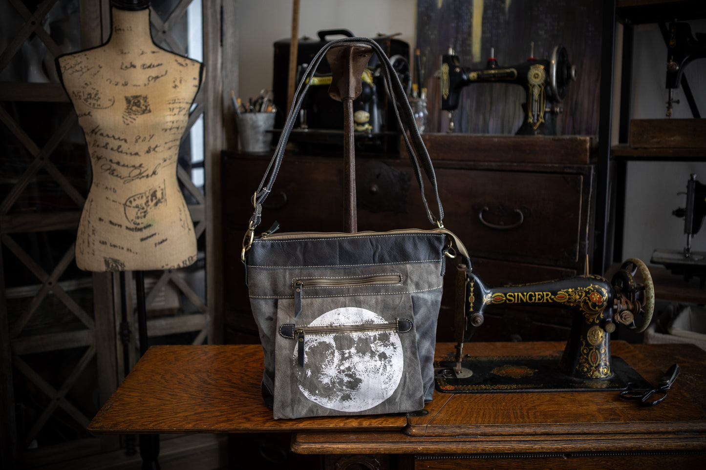 Full Moon Recycled Canvas Messenger