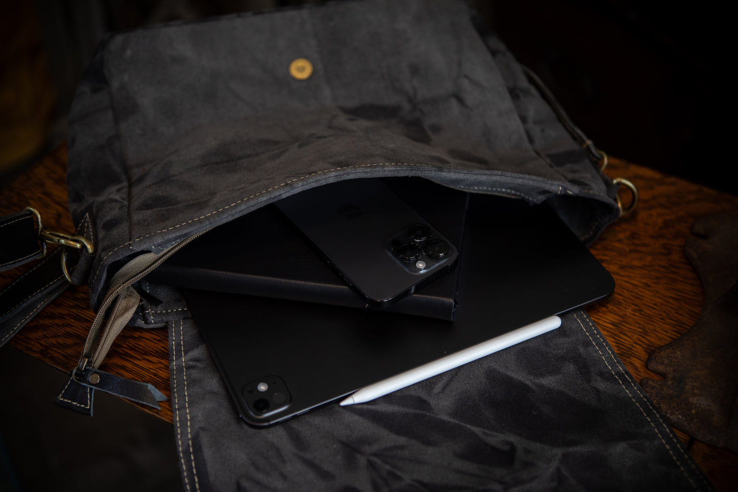 Lunar Moth Recycled Canvas Saddle Bag